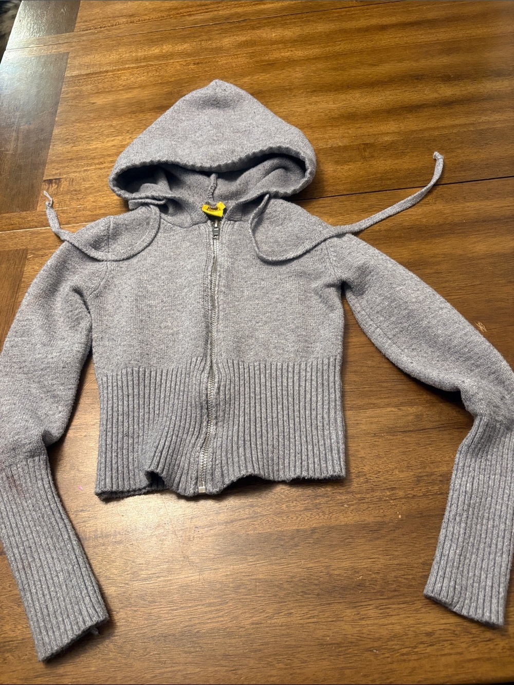 Daisy Gray Hooded Zip Knit Sweater Vest